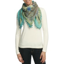 Asian Eye Casa Blanca Scarf - Cotton, Pompom Fringe (For Women) in Yellow - Closeouts