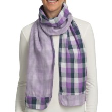 Asian Eye Duet Cotton Plaid Scarf in Purple - Closeouts