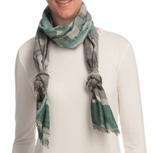 Asian Eye Escala Cotton Jacquard Scarf in Grey - Closeouts