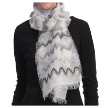 Asian Eye Heartbeat Scarf - Linen-TENCEL® (For Women) in White - Closeouts