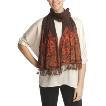 Asian Eye Kumo Castaway Scarf - Wool (For Women) in Brown/Orange