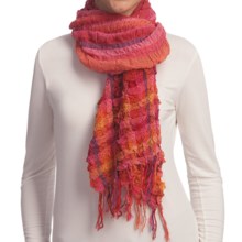 Asian Eye Picante Hi-Textured Striped Scarf - Cotton-TENCEL® in Red - Closeouts