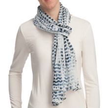 Asian Eye Ripple Handcrafted Scarf - Silk in Navy - Closeouts