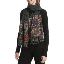 Asian Eye Twyla Shawl - Boiled Wool, Flared Ends (For Women) in Gray Multi - Closeouts