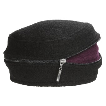 Asian Eye Zippy Wool Beret (For Women) in Black/Magenta