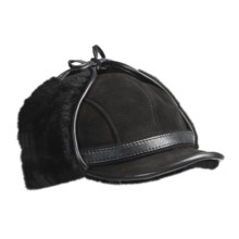 Aston Aviator Sheepskin Hat (For Men) in Black Suede - Closeouts