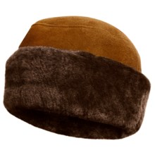 Aston Leather Shearling Rounded Hat (For Men) in Cinnamon Suede - Closeouts