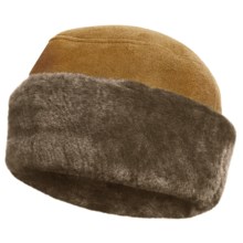 Aston Leather Shearling Rounded Hat (For Men) in Gold Suede - Closeouts