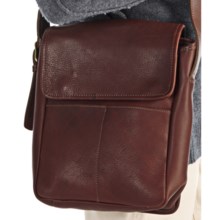 Aston Leather Shoulder Bag in Brown Pebble Grain - Closeouts