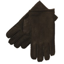 Aston Leather Top-Stitched Gloves - Shearling (For Men) in Brown Suede - Closeouts