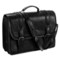 Aston Leather Triple-Compartment Briefcase - Removable Laptop Case in Black