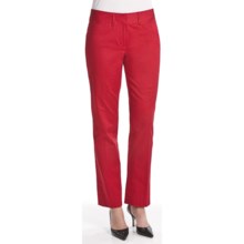 Atelier Luxe Cotton Sateen Pants - Slim Leg (For Women) in Red - Closeouts