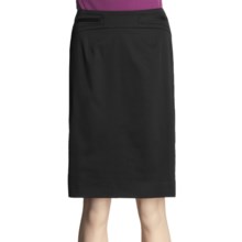Atelier Luxe Cotton Sateen Slim Skirt - Paneled Waistband (For Women) in Black - Closeouts