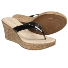Athena Alexander Aloha Sandals - Wedge Heel (For Women) in Black Patent - Closeouts