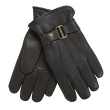 Auclair Auburn Deerskin Buckle Gloves - Insulated, Fleece Lining (For Men) in Black - Closeouts