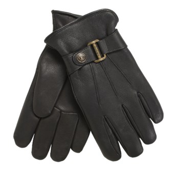 Auclair Auburn Deerskin Buckle Gloves - Insulated, Fleece Lining (For Men) in Black