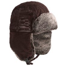 Auclair Corduroy Cargo Aviator Hat (For Men and Women) in Dark Brown Graphic - Closeouts