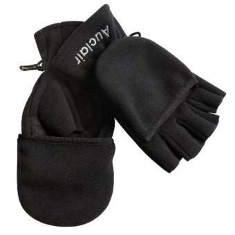 Auclair Fleece Fishing Gloves with Flip-Top Glomitts (For Men and Women) in Black