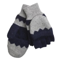 Auclair Flip-Top Fingerless Gloves - Wool (For Men) in Grey/Navy - Closeouts