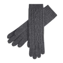 Auclair Merino Wool Gloves - Long, Cable Knit (For Women) in Charcoal - Closeouts