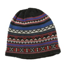 Auclair Nordic Beanie Hat - Wool (For Men) in Black/Grey/Red - Closeouts