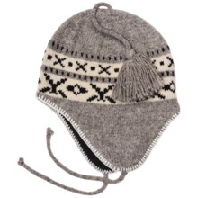 Auclair Striped Flapper Hat - Ear Flaps, Peruvian Wool (For Men and Women) in 8045 Grey/White - Closeouts