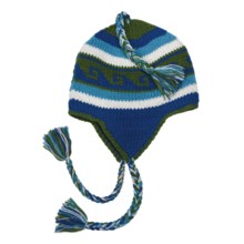 Auclair Striped Flapper Hat - Ear Flaps, Peruvian Wool (For Men and Women) in Ocean Blue/White/Chill - Closeouts