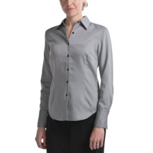 Audrey Talbott Aly Classic Cotton Shirt - Tie Fabric Trim, Long Sleeve (For Women) in Black/White - Closeouts