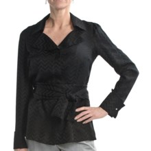 Audrey Talbott Belted Silk Tunic Shirt - Maude Jacquard, Long Sleeve (For Women) in Black - Closeouts