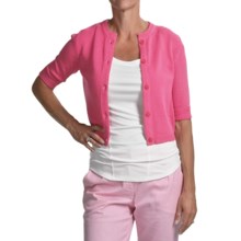 Audrey Talbott Eliza Cardigan Sweater - Cotton Tape Yarns, Short Sleeve (For Women) in Guava - Closeouts