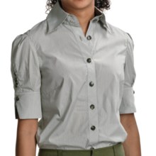 Audrey Talbott Ellen Detailed Shirt - Stretch Cotton, Short Sleeve (For Women) in Rosemary - Closeouts