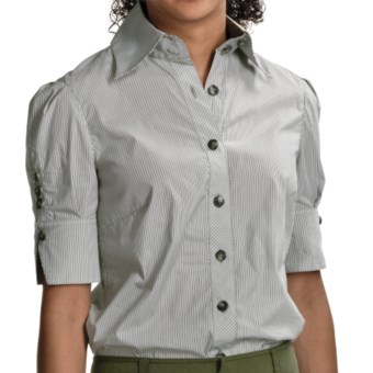Audrey Talbott Ellen Detailed Shirt - Stretch Cotton, Short Sleeve (For Women) in Rosemary