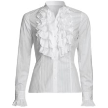 Audrey Talbott Kay Shadow Stripe Shirt - Cotton, Ruffle Front, Long Sleeve (For Women) in White - Closeouts