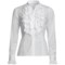 Audrey Talbott Kay Shadow Stripe Shirt - Cotton, Ruffle Front, Long Sleeve (For Women) in White
