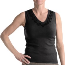 Audrey Talbott Luxe Knit Shell - Rosette Detail, Sleeveless (For Women) in Black - Closeouts