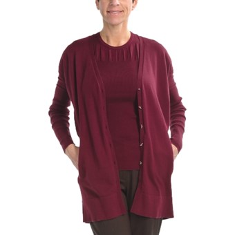 Audrey Talbott Naomi Cardigan Sweater - Cotton-Silk-Cashmere (For Women) in Port