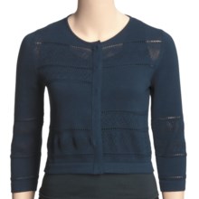 Audrey Talbott Quirky Cropped Cardigan Sweater - 3/4 Sleeve (For Women) in Regatta - Closeouts