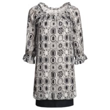 Audrey Talbott Rose Bubble Dress - Silk Chiffon, 3/4 Sleeve (For Women) in Regatta/White - Closeouts