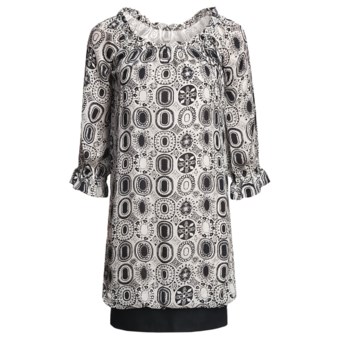 Audrey Talbott Rose Bubble Dress - Silk Chiffon, 3/4 Sleeve (For Women) in Regatta/White