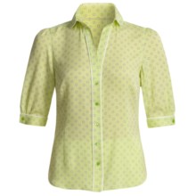 Audrey Talbott Silk Georgette Dot Shirt - V-Neck, Elbow Sleeve (For Women) in Kiwi Green - Closeouts