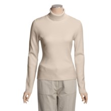 August Silk 4x2 Ribbed Turtleneck - Long Sleeve (For Women) in Bavarian Cream - Closeouts