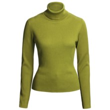 August Silk 4x2 Ribbed Turtleneck - Long Sleeve (For Women) in Lime Leaf - Closeouts