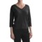 August Silk Back Button Sweater - 3/4 Sleeve (For Women) in Black