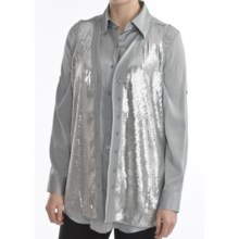 August Silk Charmeuse Vest - V-Neck, Sequin Front (For Women) in Pale Smoke - Closeouts
