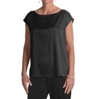 August Silk Charmeuse Wedge Shirt - Sleeveless (For Women) in Black
