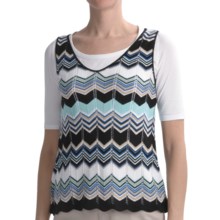 August Silk Chevron Stripe Shirt - V-Neck, Short Sleeve (For Women) in Cool Combo - Closeouts