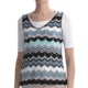 August Silk Chevron Stripe Shirt - V-Neck, Short Sleeve (For Women)