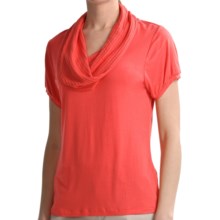 August Silk Cowl Neck Shirt - Short Sleeve (For Women) in Tiger Lily - Closeouts