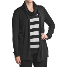 August Silk Duet Cardigan Sweater with Striped Cowl Neck Shell (For Women) in Black/Grey - Closeouts
