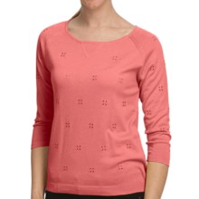 August Silk Embroidered Eyelet Knit Shirt - 3/4 Sleeve (For Women) in Peach Macaroon - Closeouts